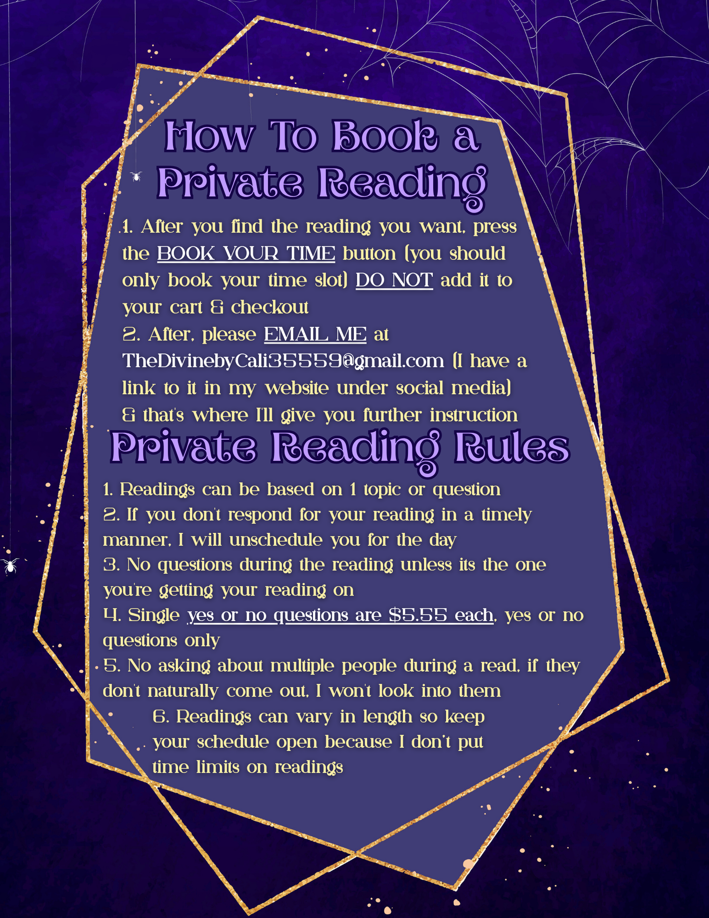 Face to Face Private Readings (Direct Payment)